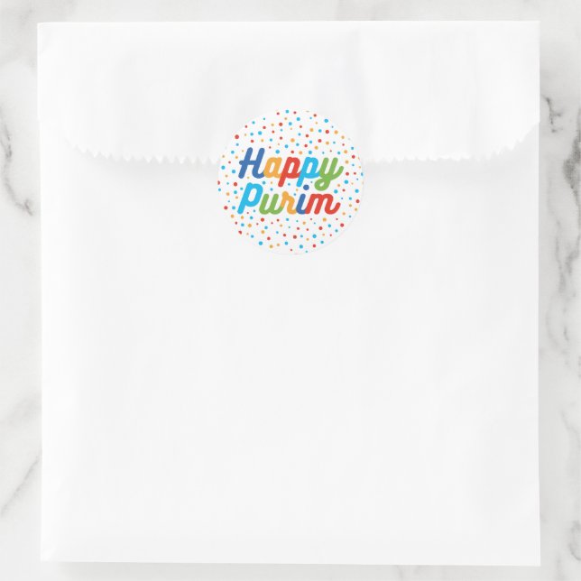 Aufkleber für die Einschließung Happy Purim (Tasche)