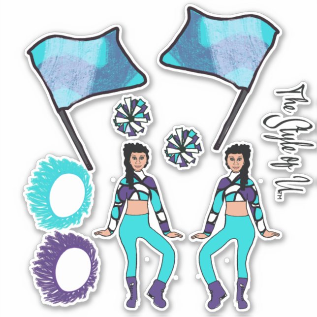 Aufkleber für die Flaggenfarben ( Aqua Lila White  (Vorderseite)