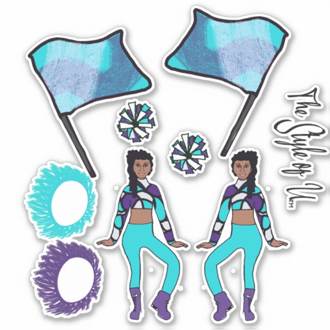 Aufkleber für die Flaggenfarben ( Aqua Lila White  (Vorderseite)