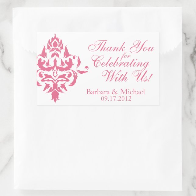 Aufkleber für die Gastgeschenk Hochzeit der rosa D (Tasche)
