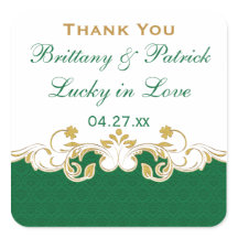 Aufkleber für die Gastgeschenk Hochzeit Grün, Weiß