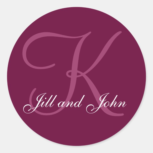 Aufkleber für die Gastgeschenk Hochzeit Monogram K (Vorderseite)