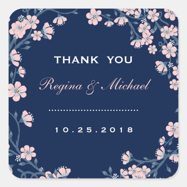 Aufkleber für die Gastgeschenk Hochzeit "Navy Blue (Vorderseite)