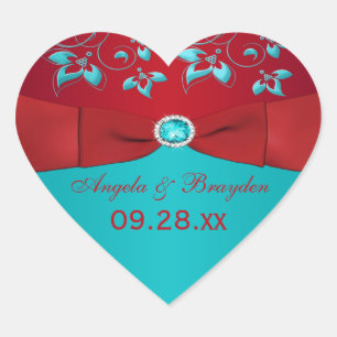 Aufkleber für die Gastgeschenk Hochzeit Rot und Tü