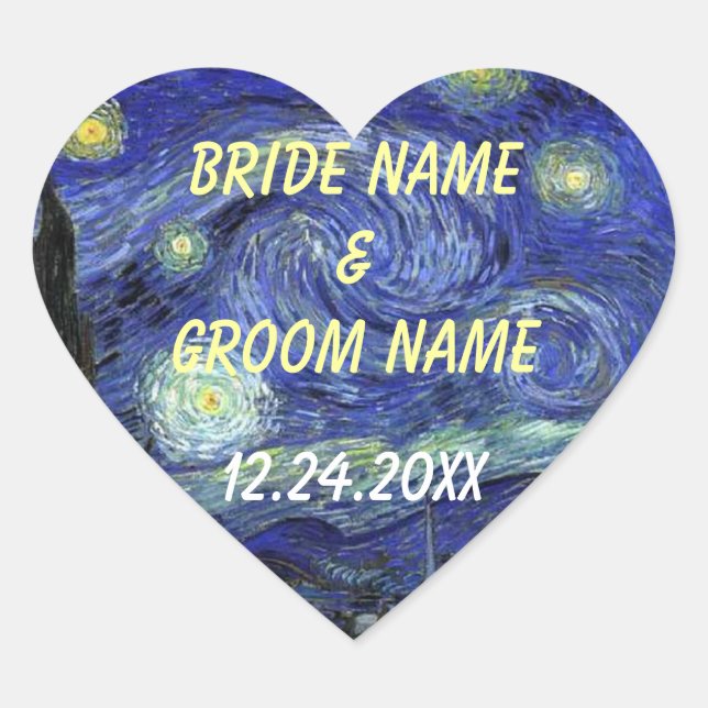 Aufkleber für die Gastgeschenk Hochzeit. Starry Ni (Vorderseite)
