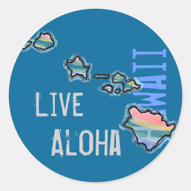 Aufkleber für die Hawaiianische Insel Live Aloha (Vorderseite)