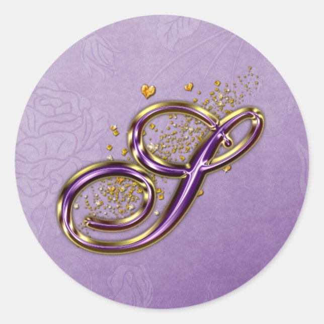 Aufkleber für die Monogramm-S-Aufkleber für lila G (Vorderseite)