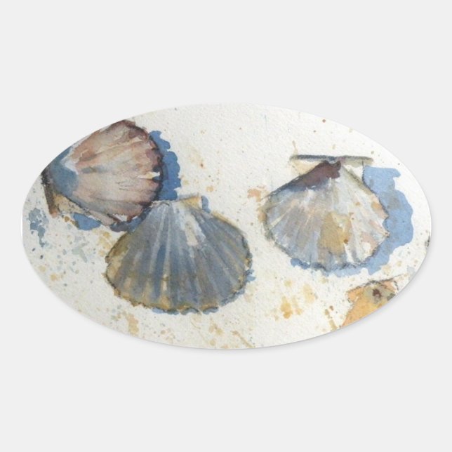 Aufkleber für die Muschel am Strand (Vorderseite)
