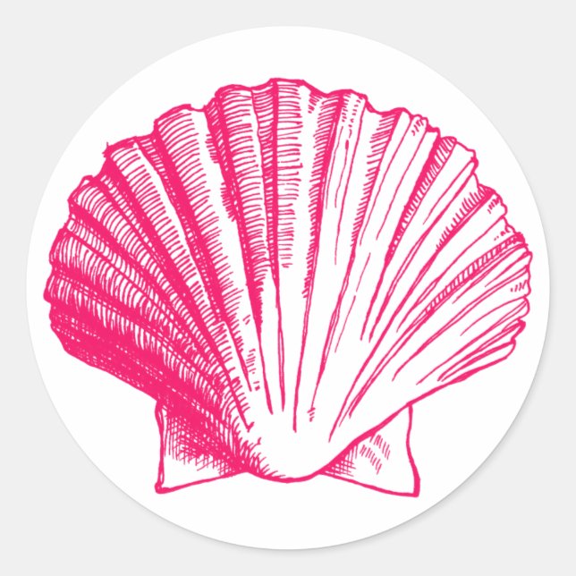 Aufkleber für die Muschel in tiefer Rose (Vorderseite)