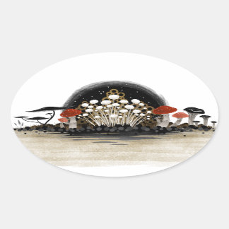 Aufkleber für die Mushroom-Ernte - Oval