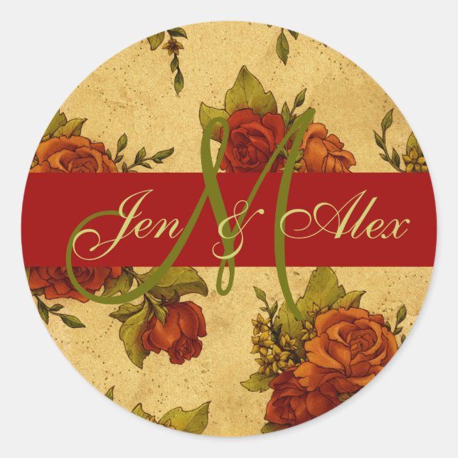 Aufkleber für die Rose Hochzeitssongram und Name (Vorderseite)