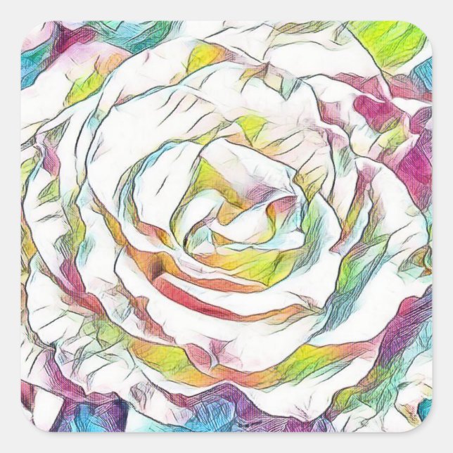 Aufkleber für die Rose von Wasserfarben (Vorderseite)