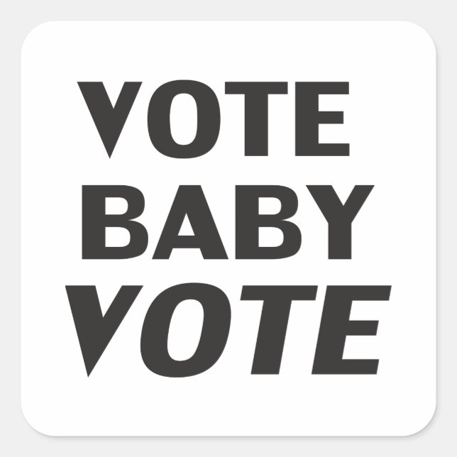 Aufkleber für die schwarz-weiße Runde "vote baby v (Vorderseite)