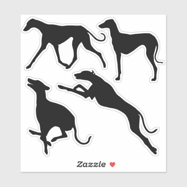 Aufkleber für die Silhouette der Azawakh-Rasse (Blatt)