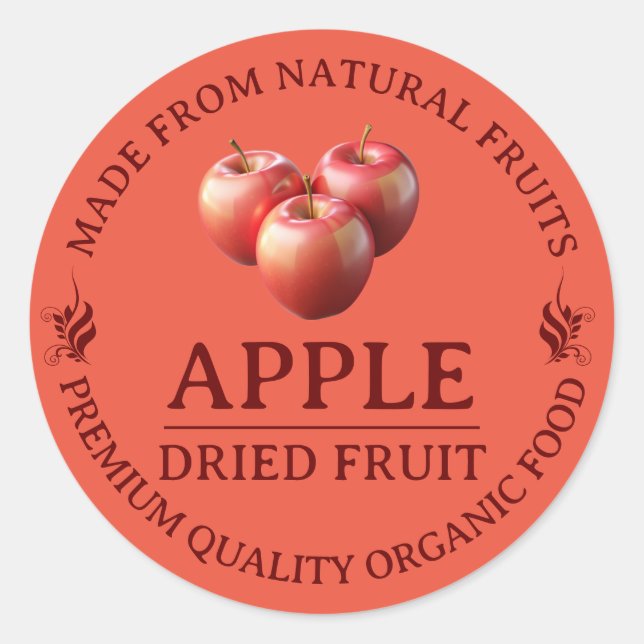 Aufkleber für die Zollmarke "Apple Dried Fruits" (Vorderseite)
