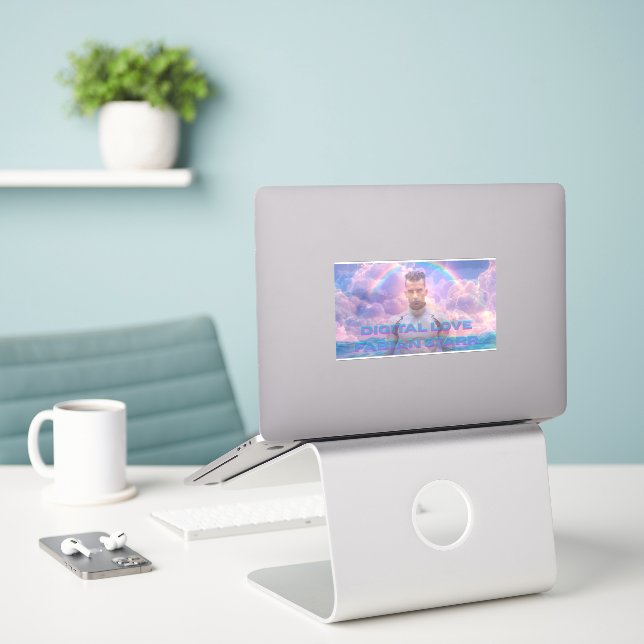 Aufkleber für digitale Liebe (Laptop auf Schreibtisch)