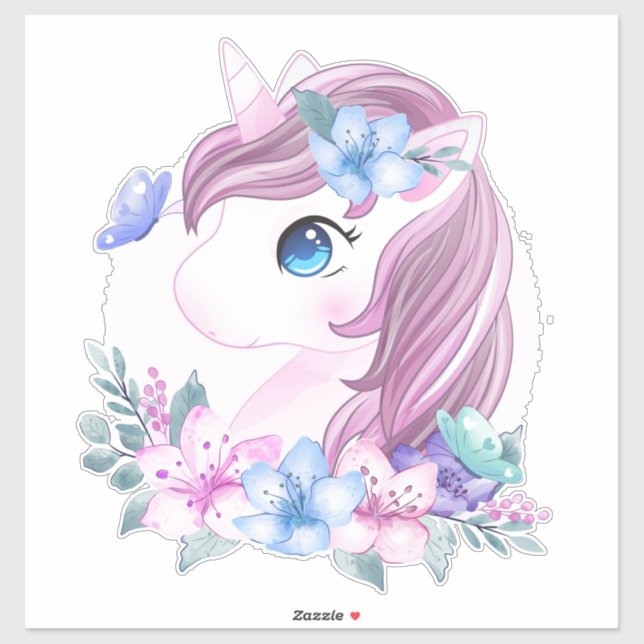 Aufkleber für Einhorn und Schmetterlinge (Blatt)