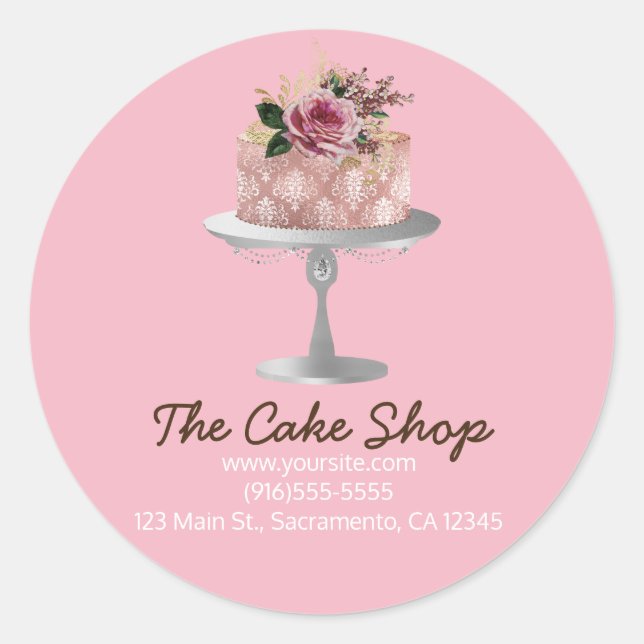 Aufkleber für extravagante Rose, Gold Floral Cake (Vorderseite)