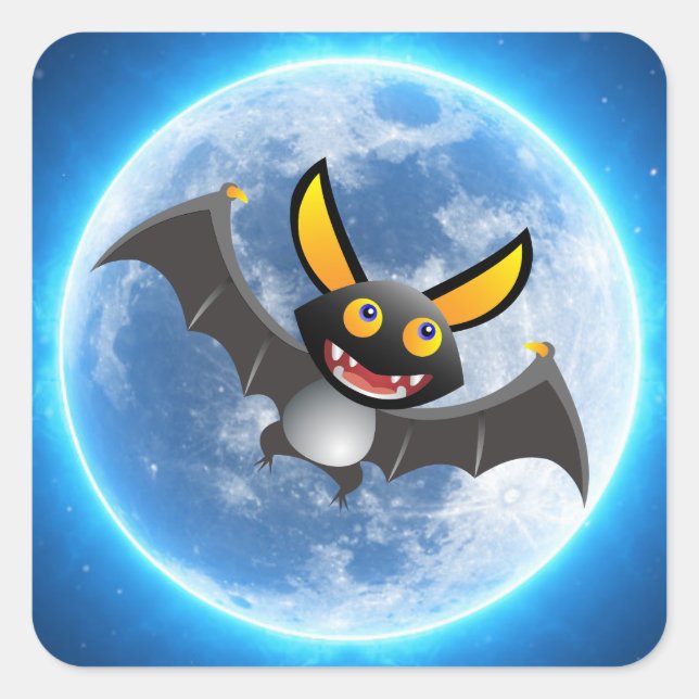 Aufkleber für Fledermäuse und Mond (Vorderseite)