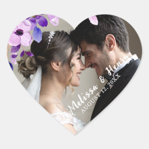 Aufkleber für Foto in Form eines Hochzeitsherzes
