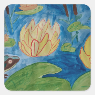 Aufkleber für Frosch und Wasserlilien