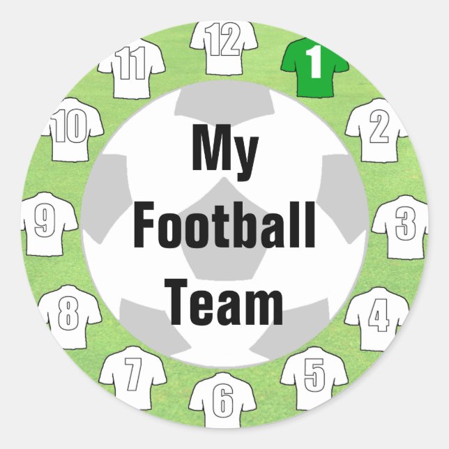 Aufkleber für Fußballmannschaften mit weißen Shirt (Vorderseite)