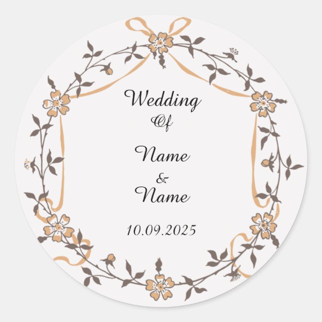 Aufkleber für Gastgeschenk Hochzeiten (Vorderseite)