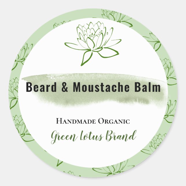 Aufkleber für grüne Botanische Bart Balm | Etikett (Vorderseite)