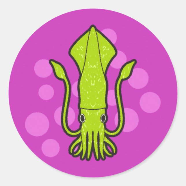 Aufkleber für grünen Tintenfisch (Vorderseite)