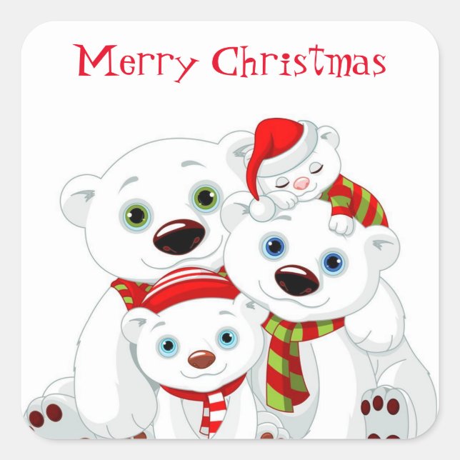 Aufkleber für Holiday Polar Bears (Vorderseite)