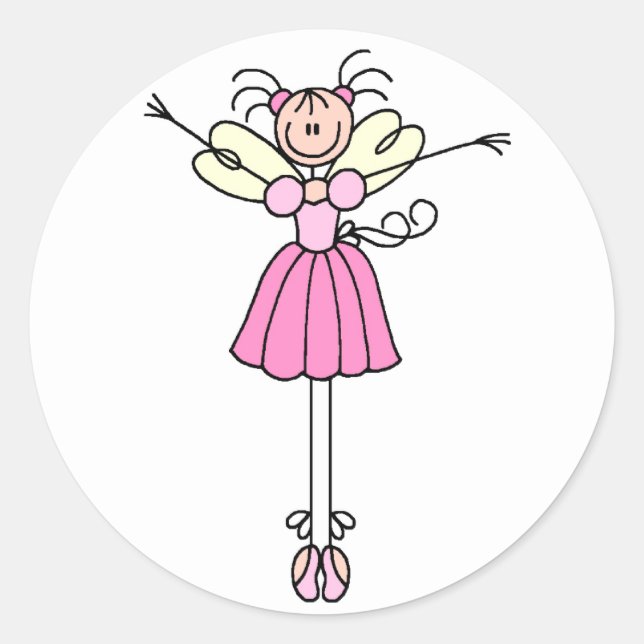 Aufkleber für hübsches Ballerina-Strichmännchen (Vorderseite)