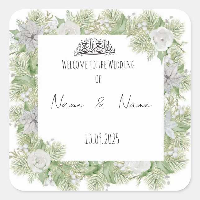 Aufkleber für islamische Gastgeschenk Hochzeit (Vorderseite)