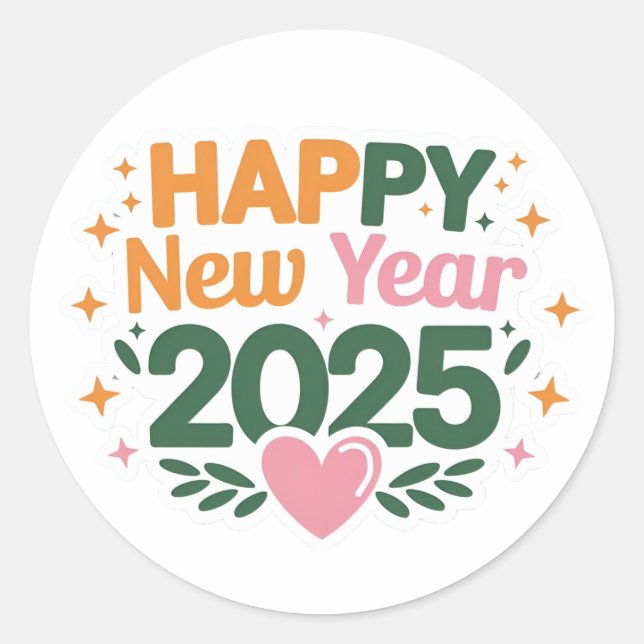 Aufkleber für jede Feier des neuen Jahres 2025 (Vorderseite)