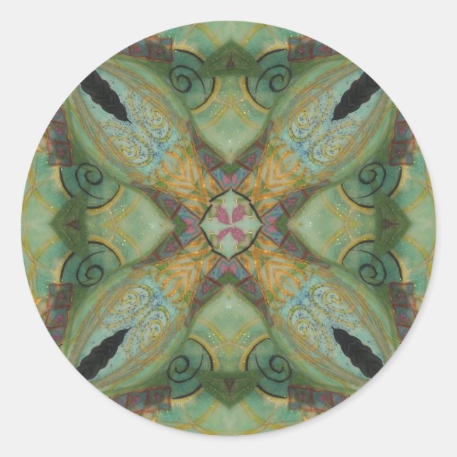 Aufkleber für Kaleidoskop in Grüntönen (Vorderseite)