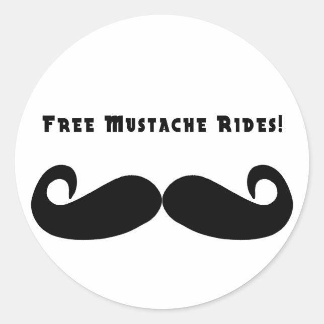 Aufkleber für kostenlose Mustache-Fahrten (Vorderseite)