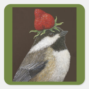 Aufkleber für Küken und Erdbeeren