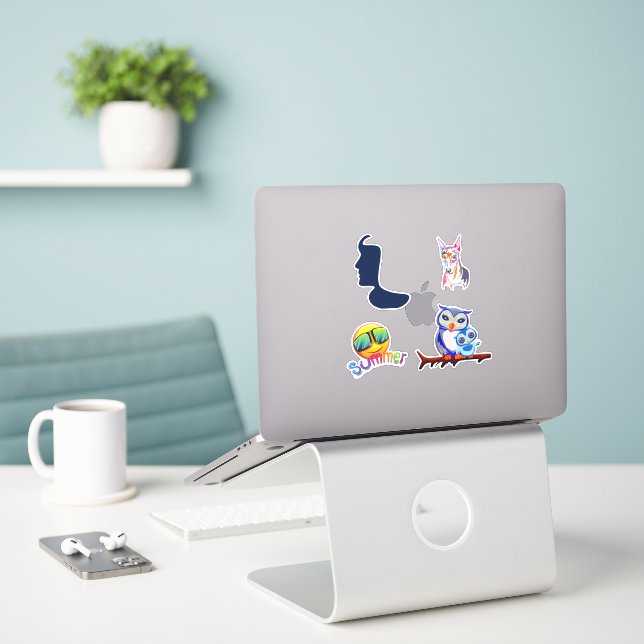 Aufkleber für Kunsthandwerk Kiss Cut (Laptop auf Schreibtisch)
