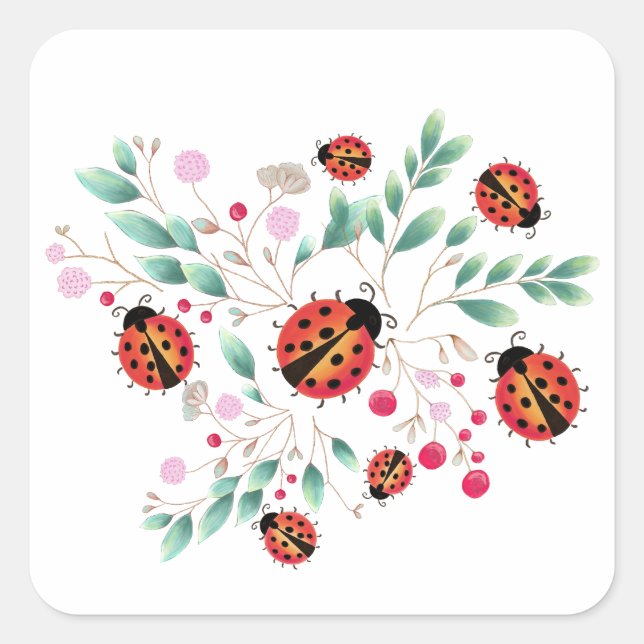 Aufkleber für Ladyvögel und Beeren/Etikett (Vorderseite)