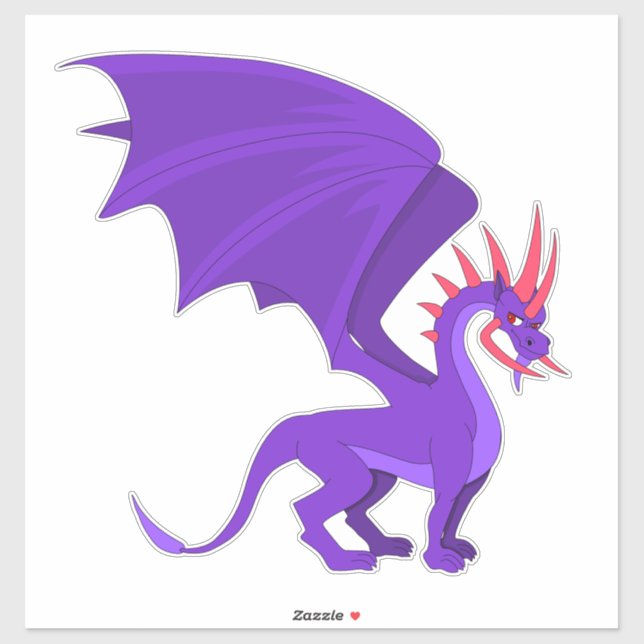 Aufkleber für lila Drachen-Cartoon (Blatt)