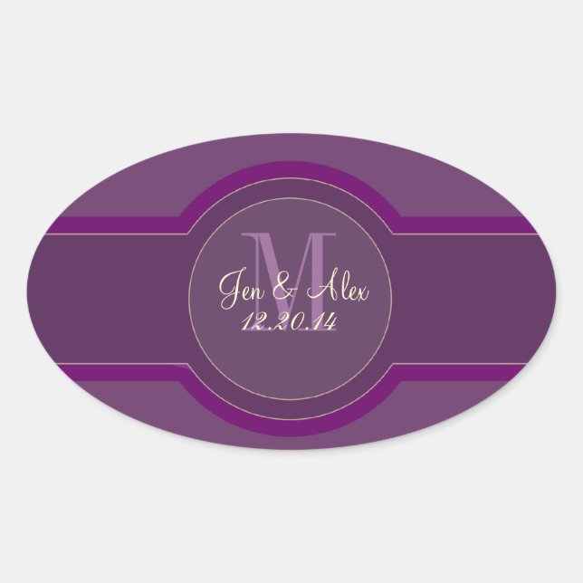 Aufkleber für lila Gastgeschenk Hochzeiten (Vorderseite)