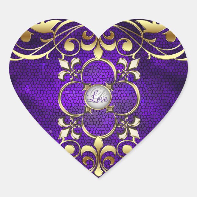 Aufkleber für Lila Heart-Hartglas-Liebe (Vorderseite)