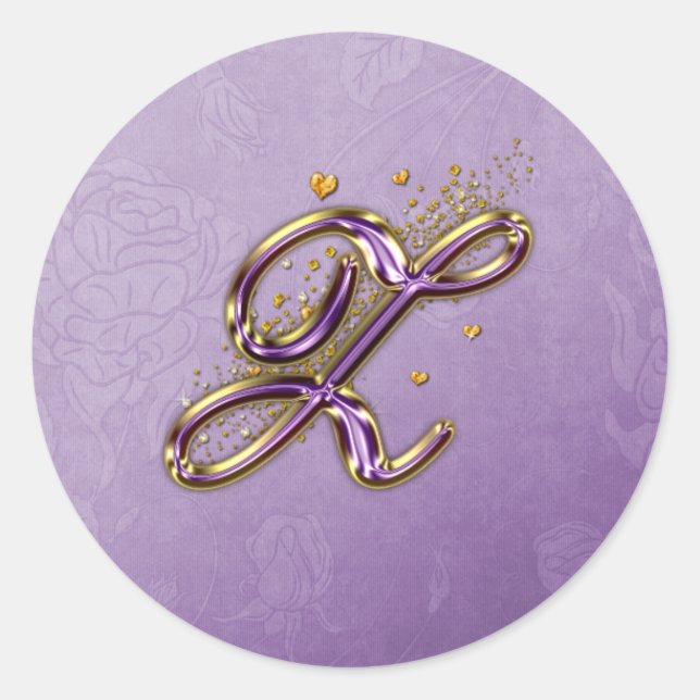 Aufkleber für lila und Gold-Glitzer-Monogram-Z (Vorderseite)