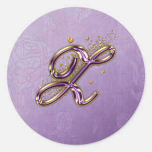 Aufkleber für lila und Gold-Glitzer-Monogram-Z