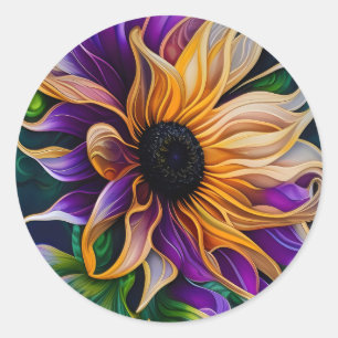 Aufkleber für lila und goldene Sonnenblumen