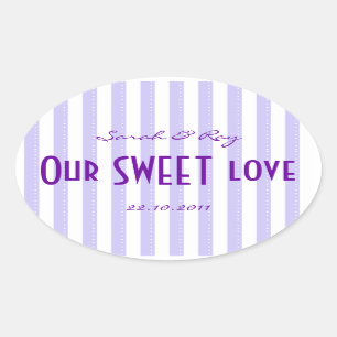 Aufkleber für lila und weiße Candy Stripe Liebe