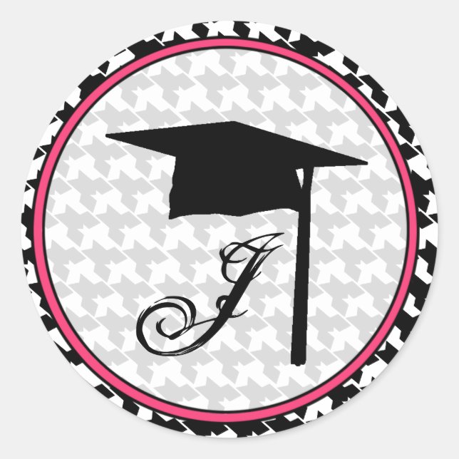 Aufkleber für Monogramm Abschluss - Hahnentrittmus (Vorderseite)