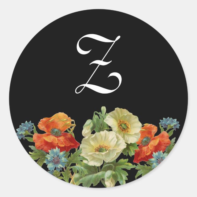 Aufkleber für Monogramm-Pflaumen und Kornblumen (Vorderseite)