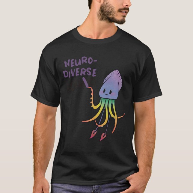 Aufkleber für Neurodiverser Tintenfisch T-Shirt (Vorderseite)