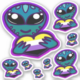 Aufkleber für nicht binäre und feste Alien