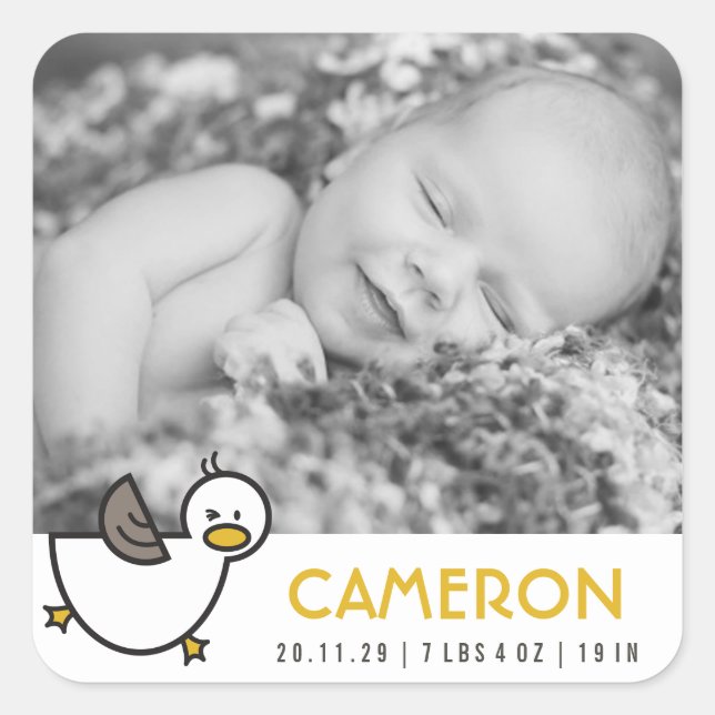 Aufkleber für Niedliche Ente New Birth Baby Boy Fo (Vorderseite)